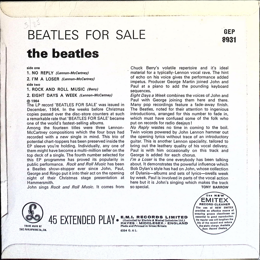 The Beatles - Beatles For Sale (EP) (Singapore)