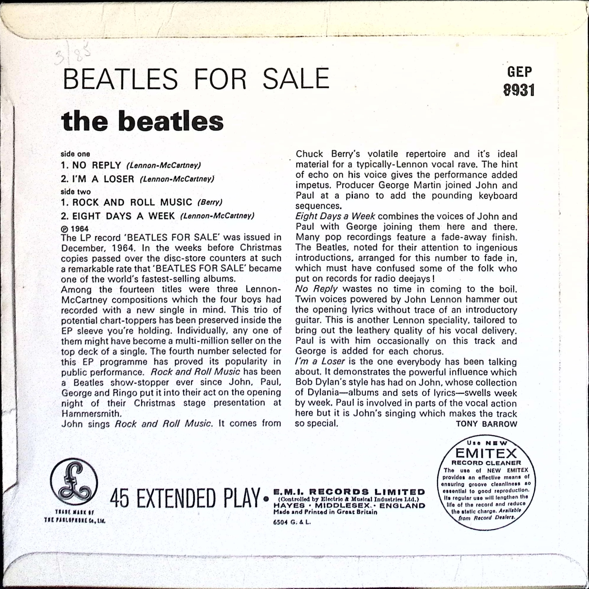 The Beatles - Beatles For Sale (EP) (Singapore)