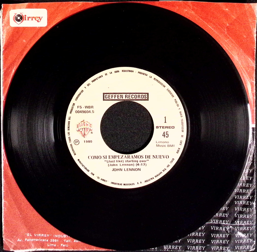 John Lennon - Como si empezaramos de nuevo (Just Like) Starting Over / Beso beso beso (Kiss Kiss Kiss) (Peru)
