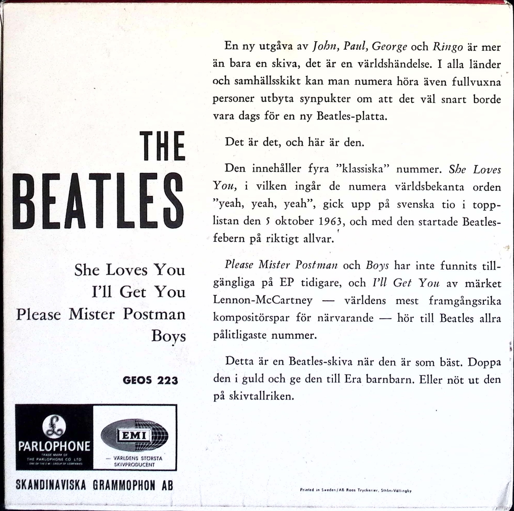 The Beatles - She Loves You (Sweden)