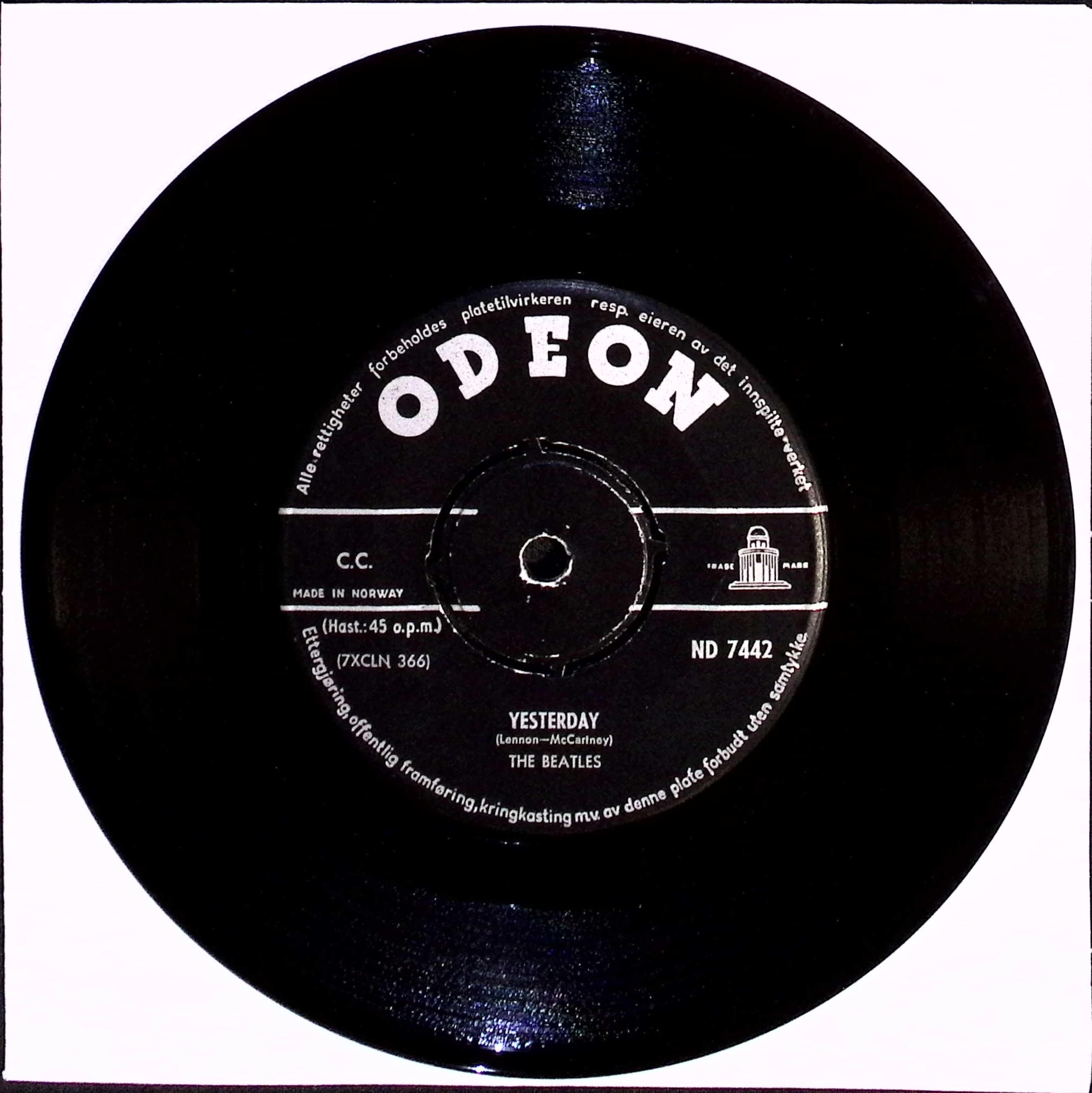 The Beatles - Act naturally / Yesterday (Norway)