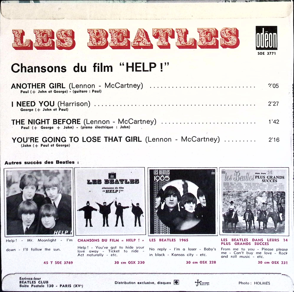 The Beatles - Chansons Du Film ''Help!'' (France)