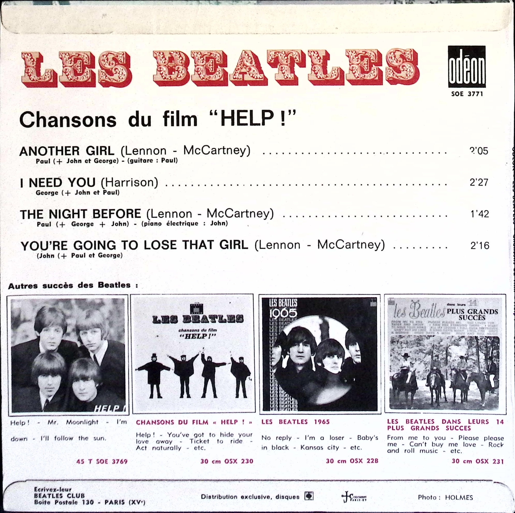 The Beatles - Chansons Du Film ''Help!'' (France)