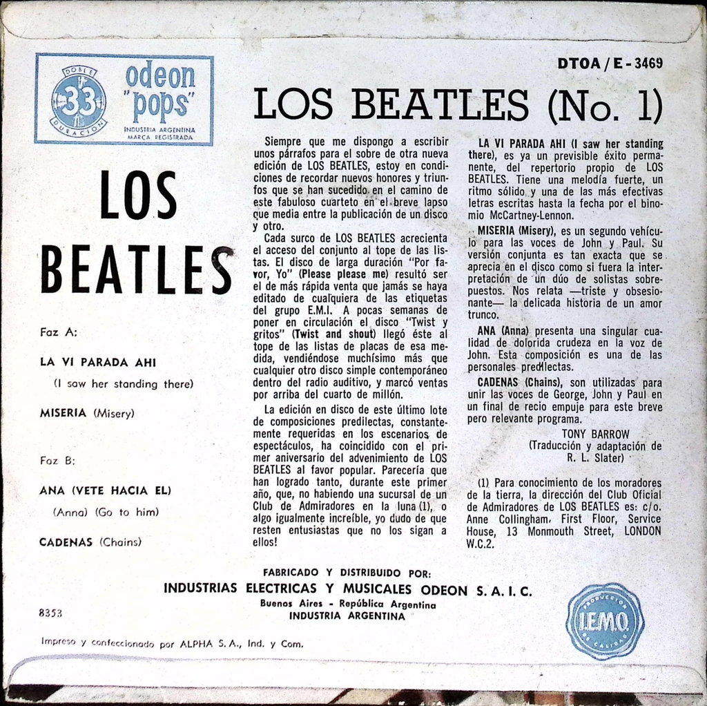 The Beatles - Los Beatles No. 1 (Argentina)