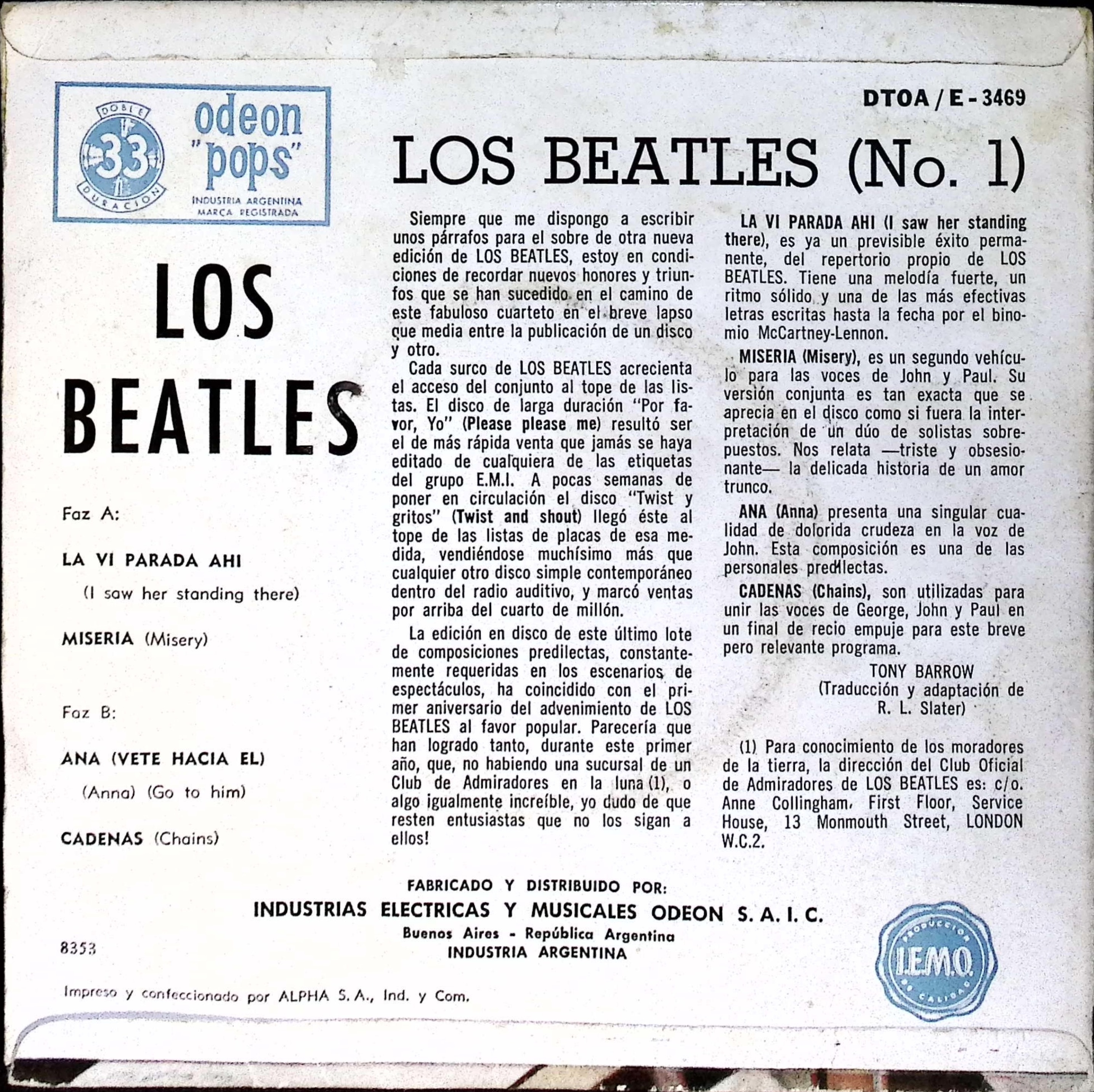 The Beatles - Los Beatles No. 1 (Argentina)