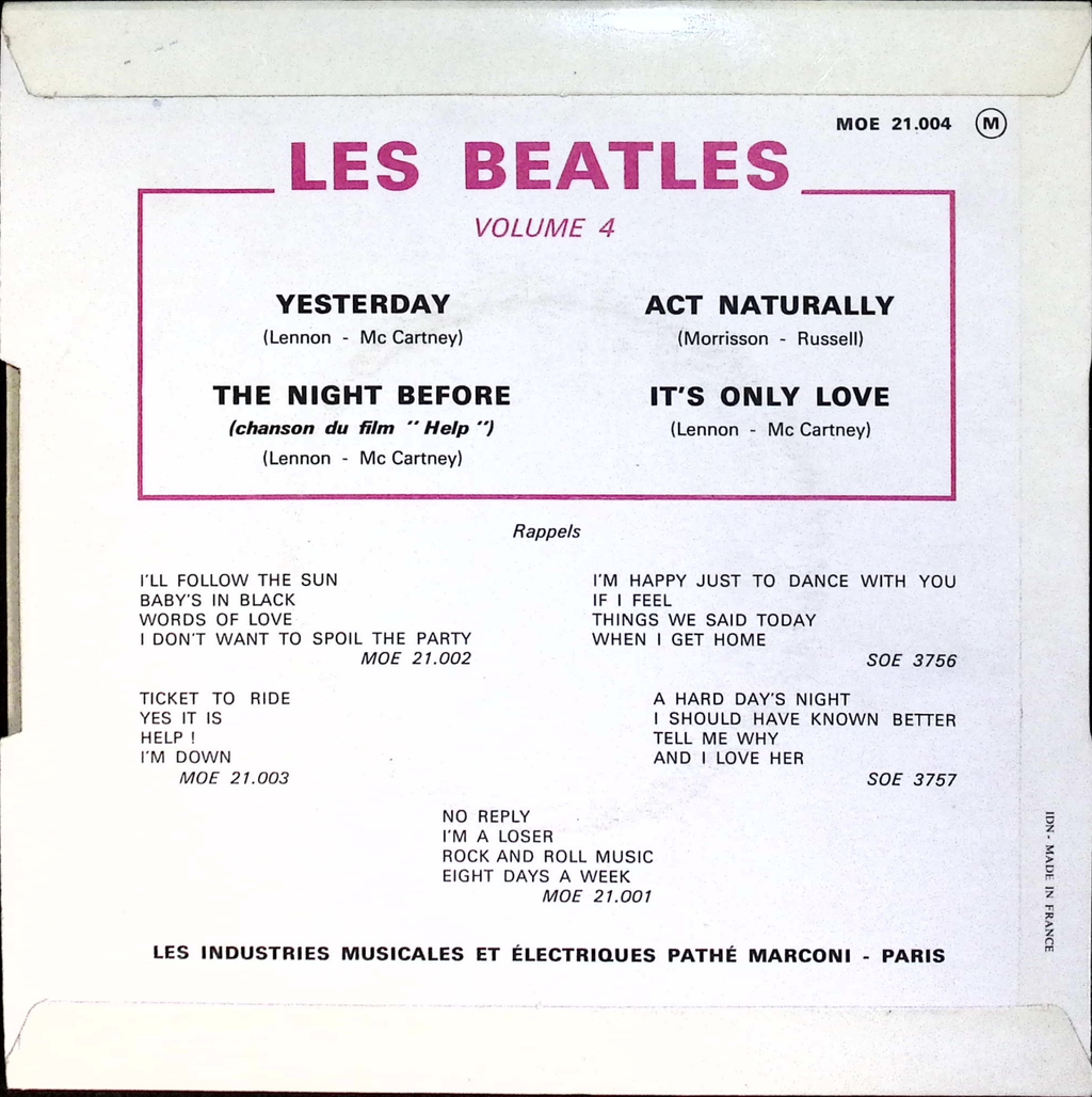 The Beatles - Volume 4 (France)