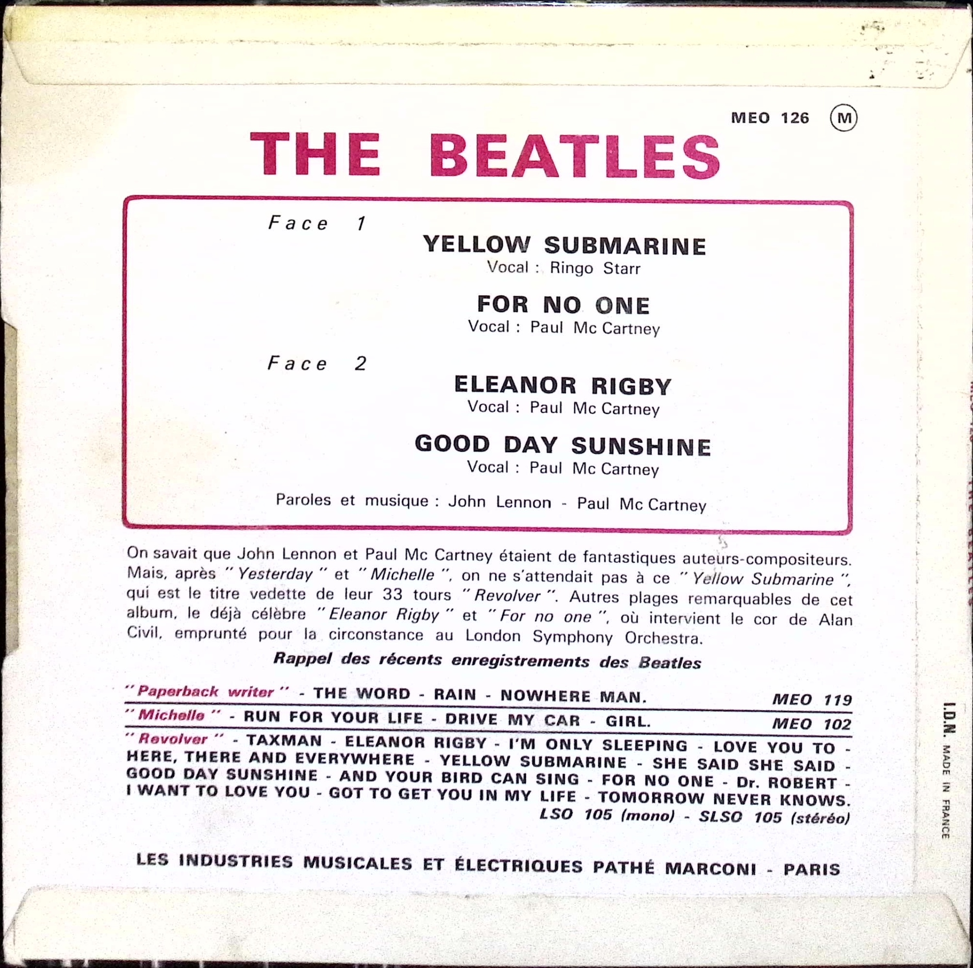 The Beatles - Yellow Submarine (France)