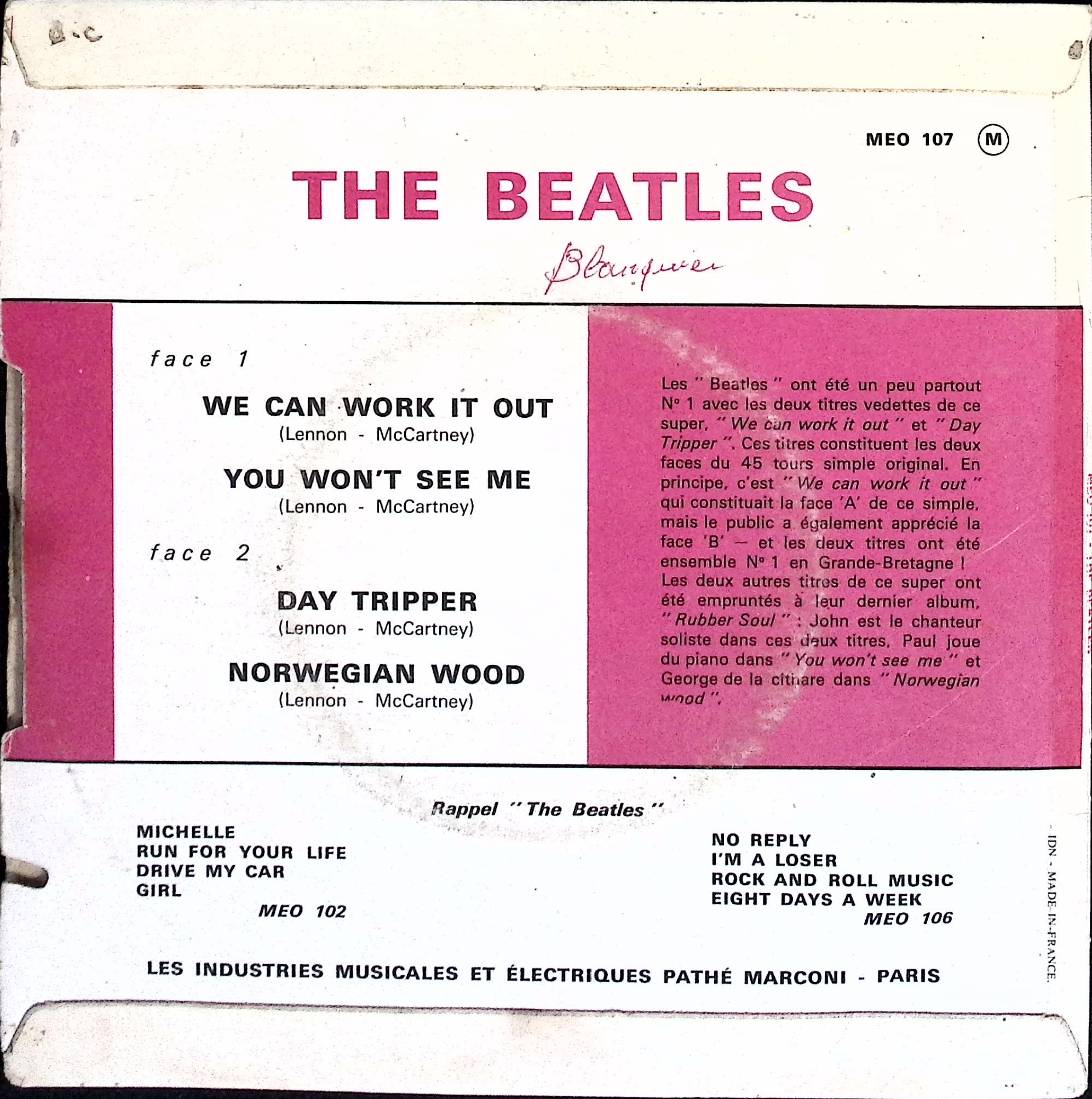 The Beatles - We Can Work It Out (France)