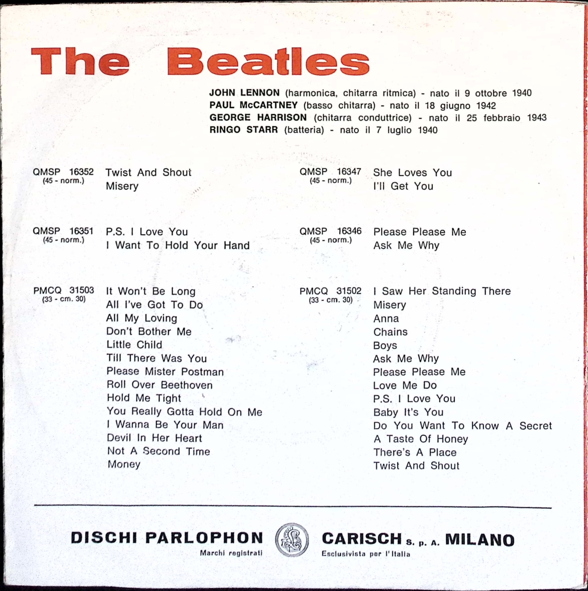 The Beatles - Please Please Me / Ask Me Why (Italy)