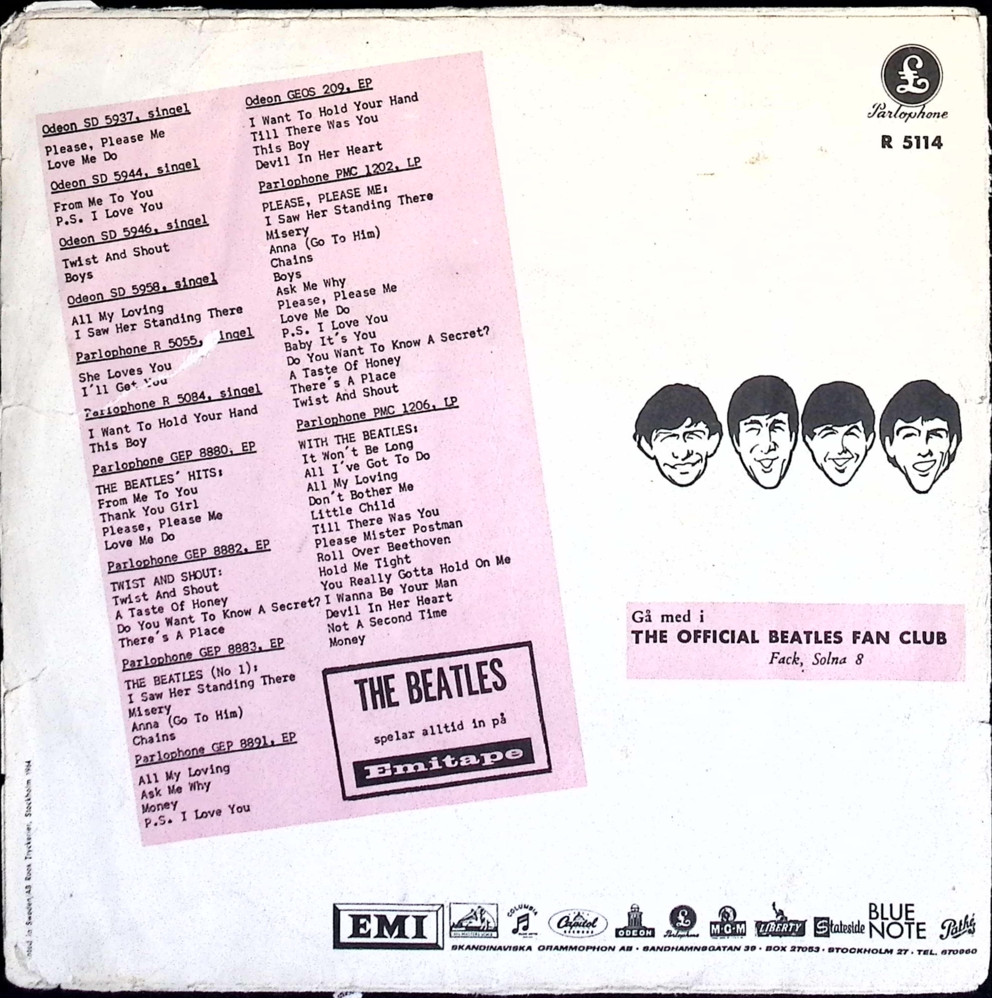 The Beatles - Can't Buy Me Love / You Can't Do That (Sweden)