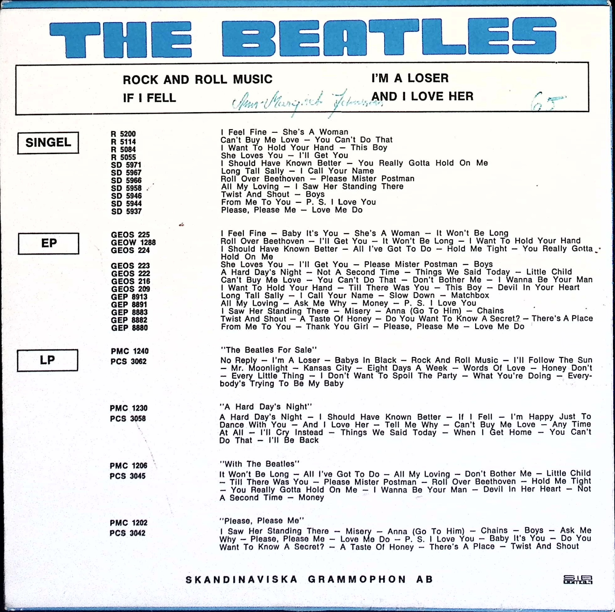 The Beatles - Rock And Roll Music (Sweden)