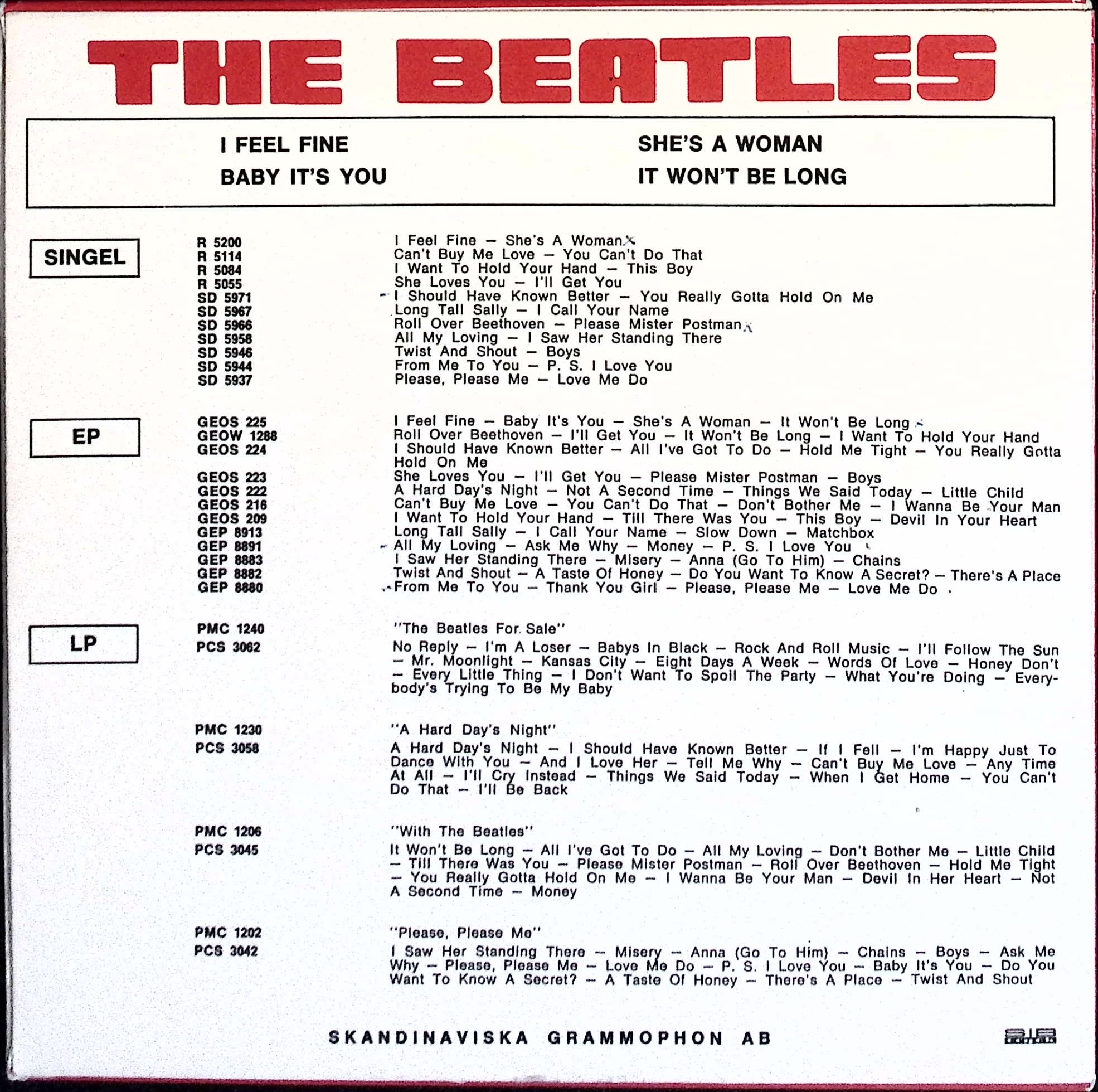 The Beatles - I Feel Fine (Sweden)