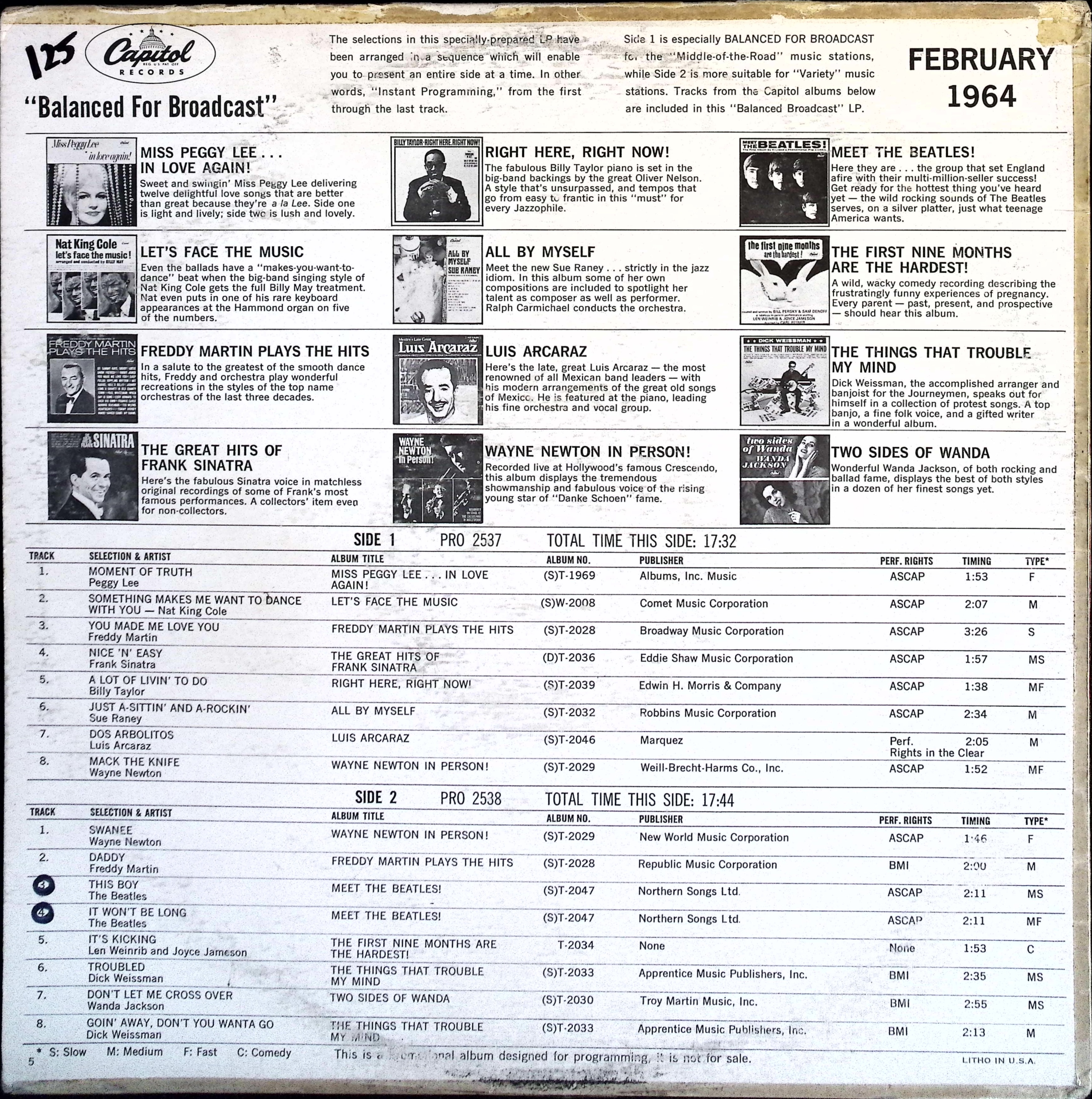 The Beatles - Promo: Great New Releases from the Sound Capitol of the World (USA)