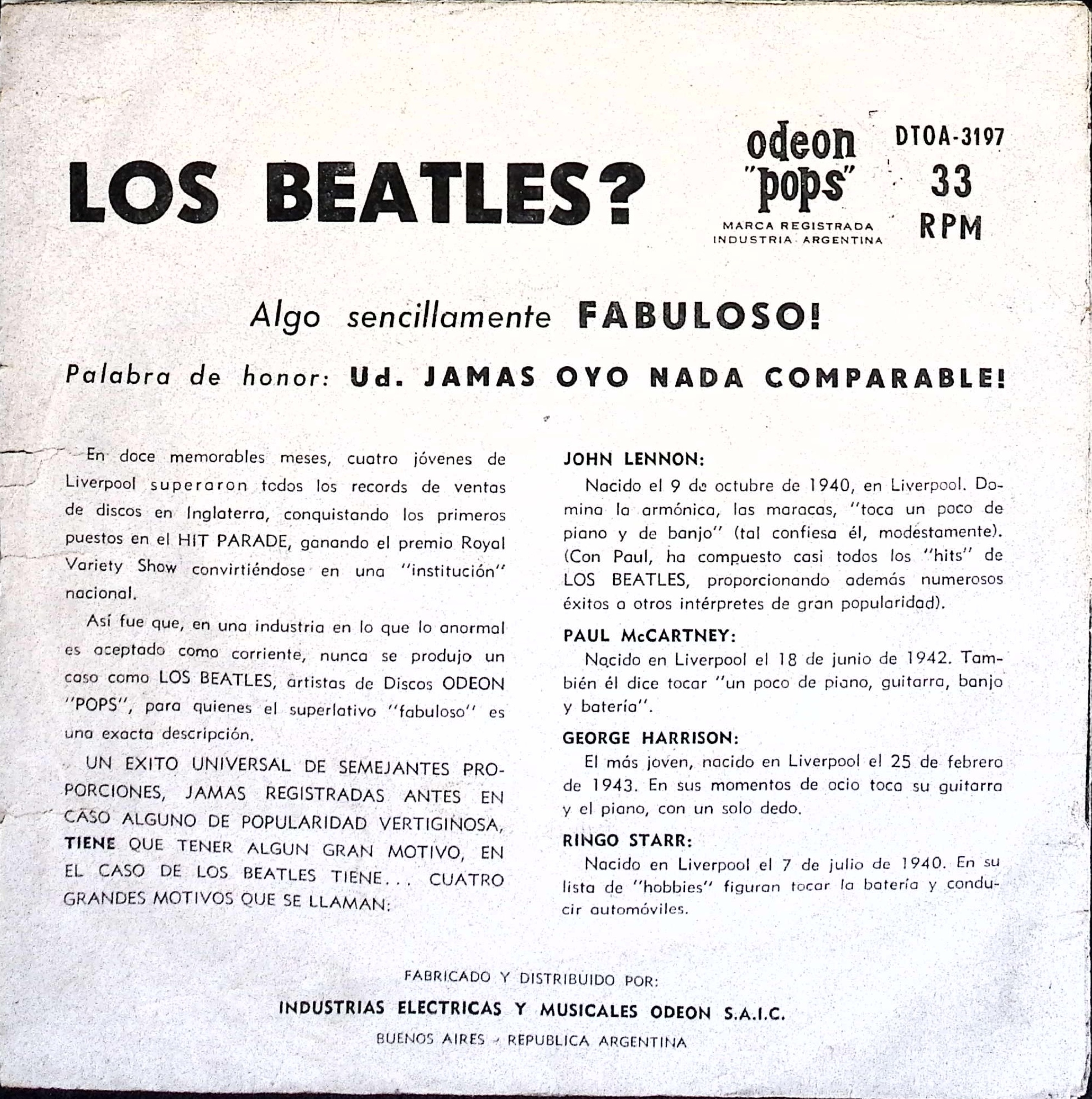 The Beatles - Twist Y Gritos / La Vi Parada Ahi (Argentina)