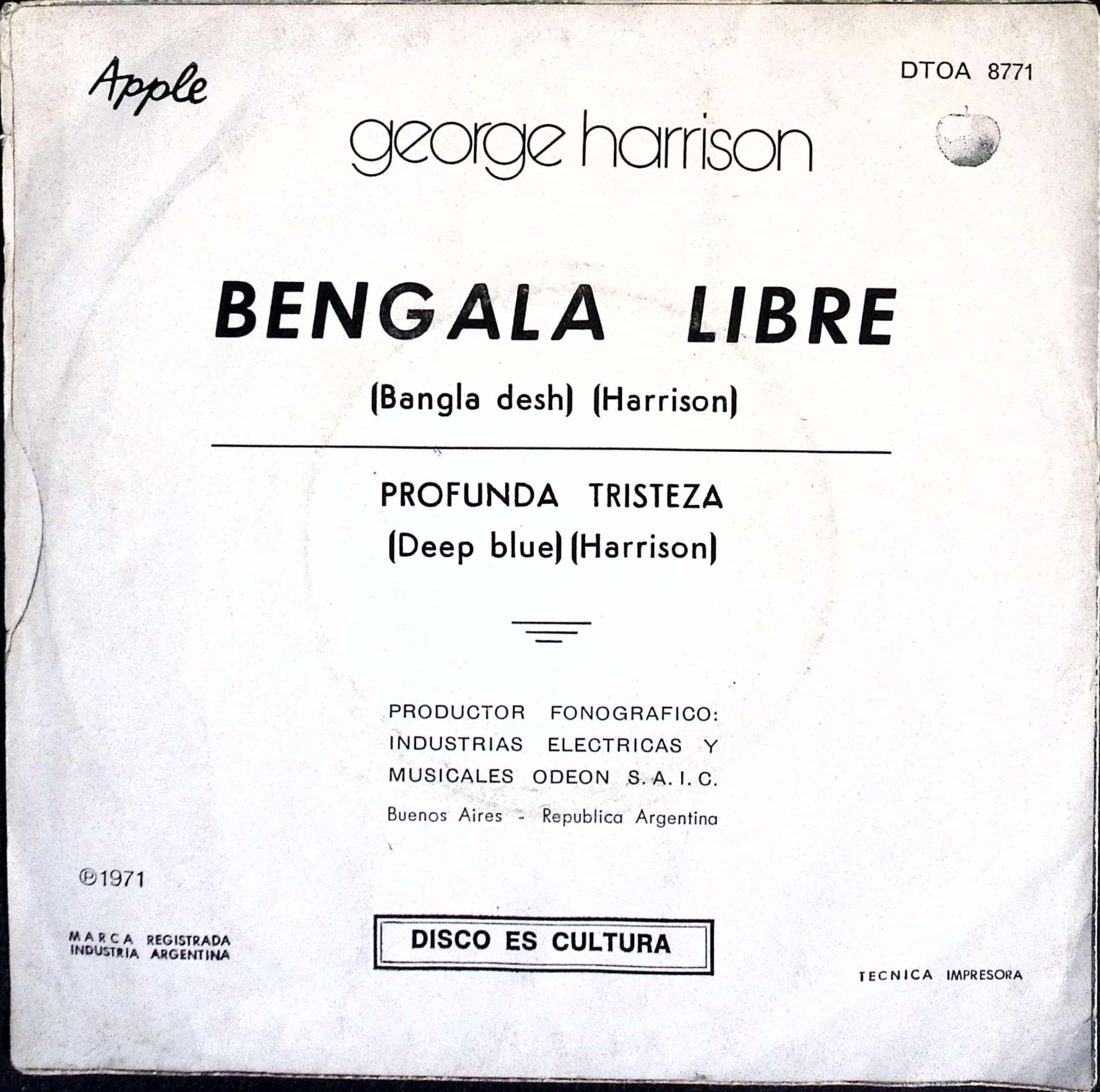George Harrison - Bengala Libre / Profunda Tristeza (Argentina)