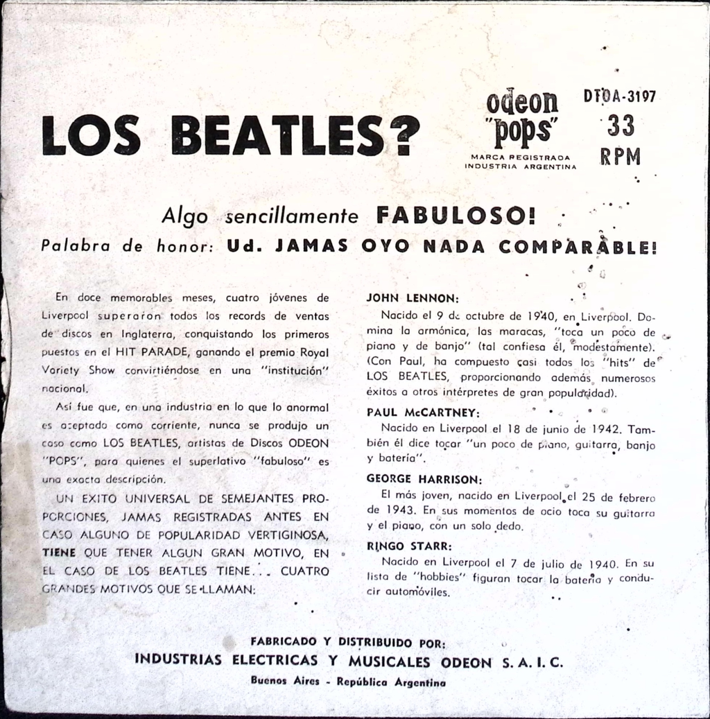 The Beatles - Twist y Gritos / La Vi Parada Ahi (Argentina)