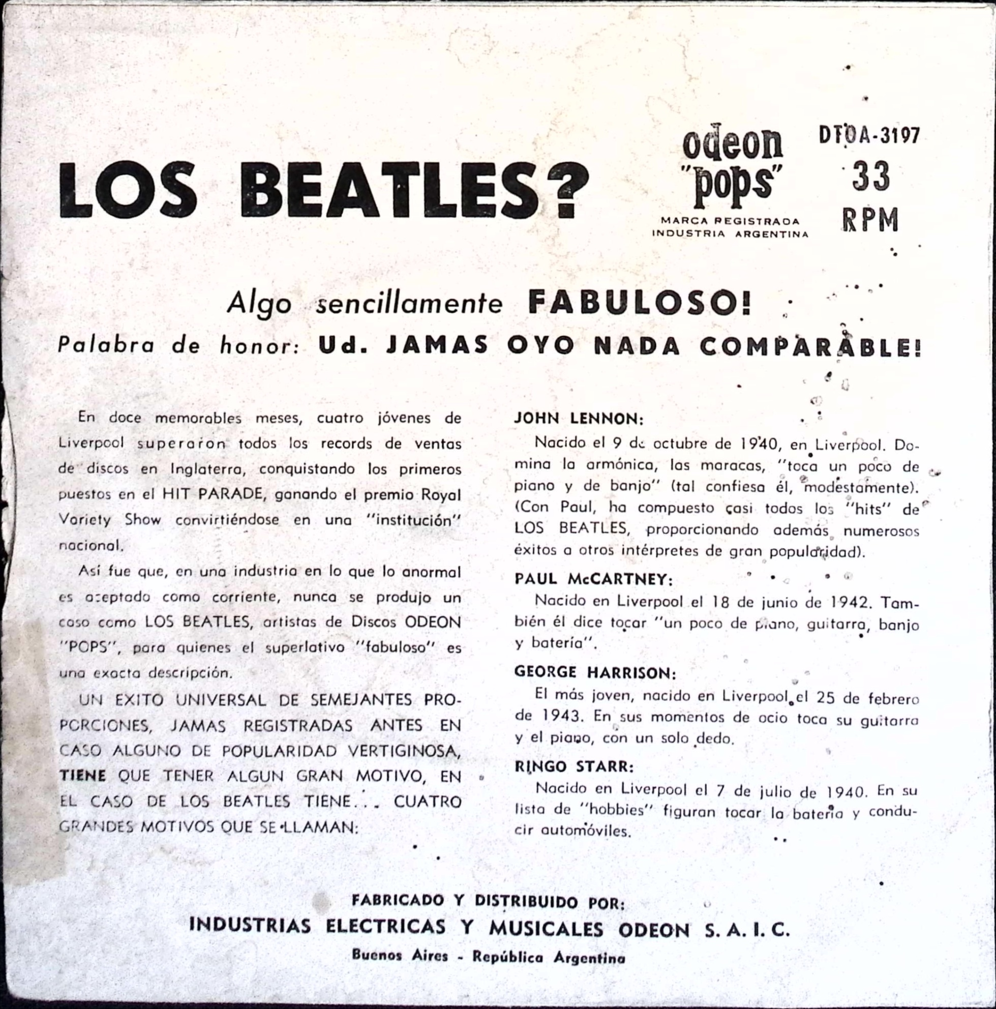The Beatles - Twist y Gritos / La Vi Parada Ahi (Argentina)