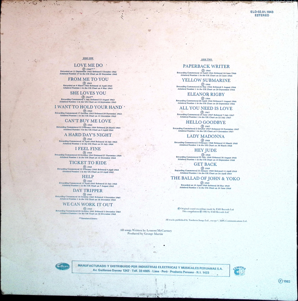 The Beatles - 20 Greatest Hits (Peru)