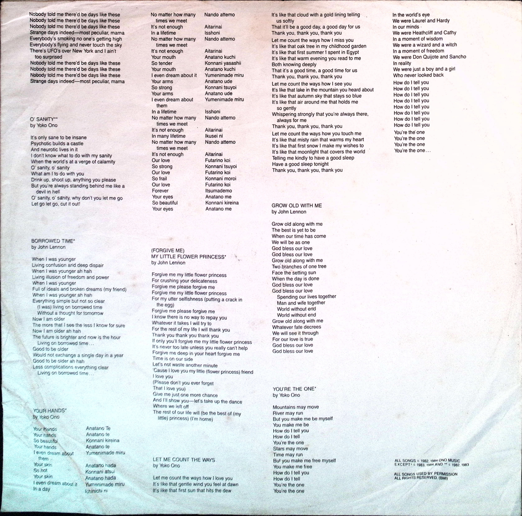 John Lennon - Milk And Honey (Peru)