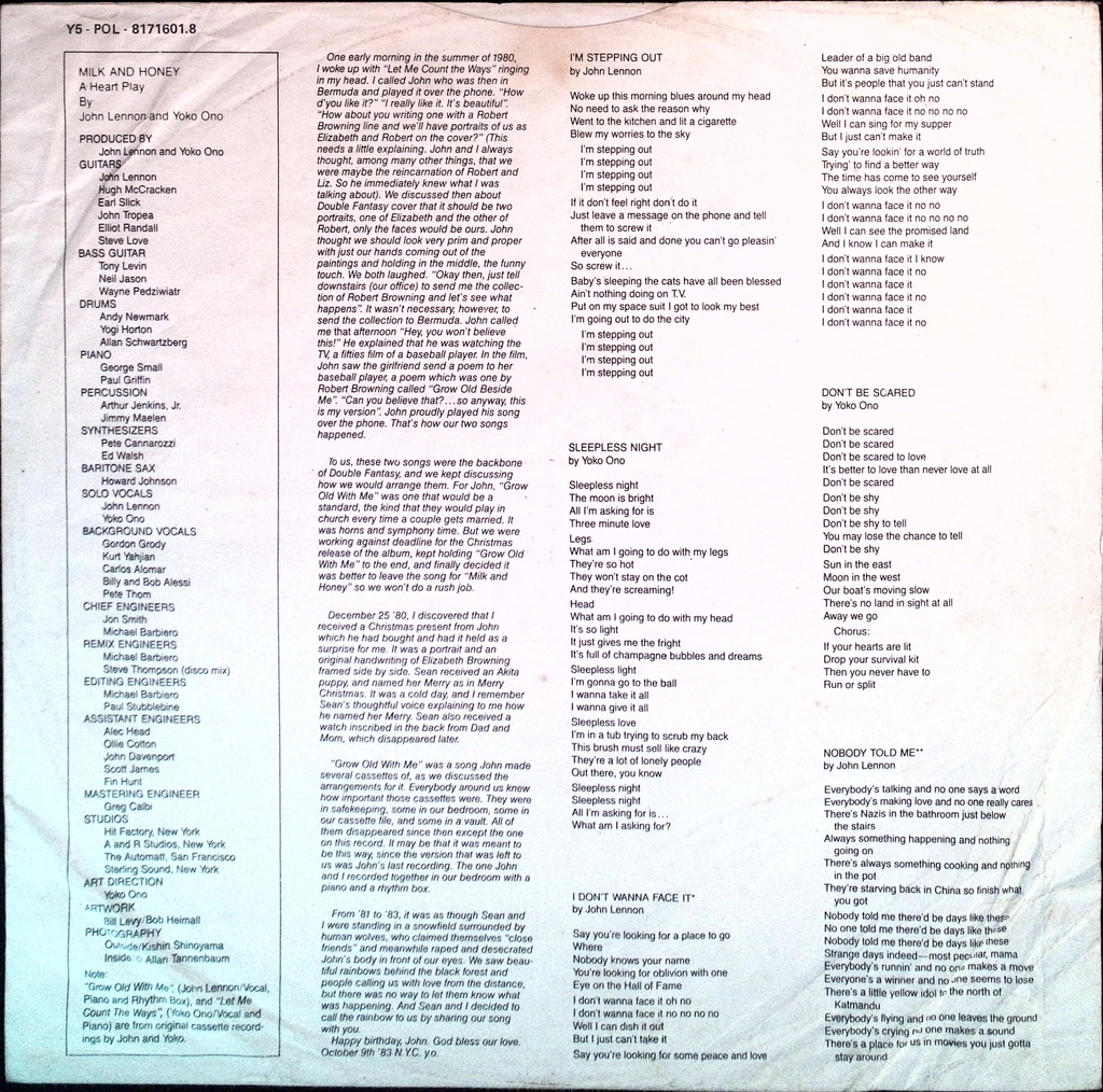 John Lennon - Milk And Honey (Peru)