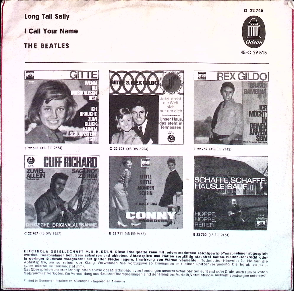 The Beatles - Long Tall Sally / I Call Your Name (Germany)