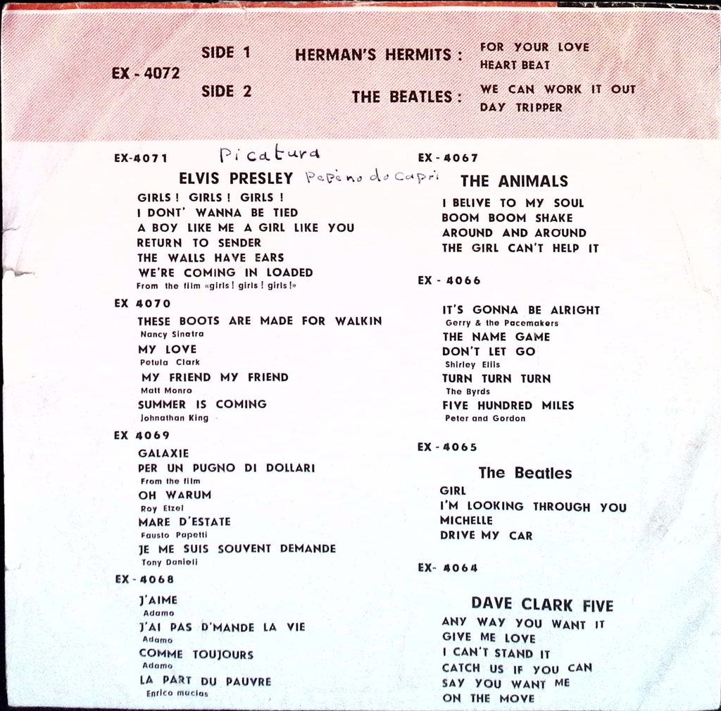 The Beatles - For Your Love / Heart Beat b/w The Beatles We Can Work It Out / Day Tripper (Iran)