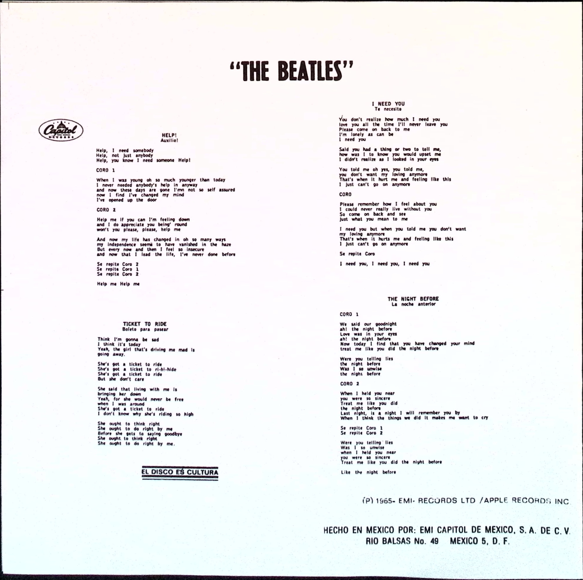 The Beatles - Help! (Mexico)
