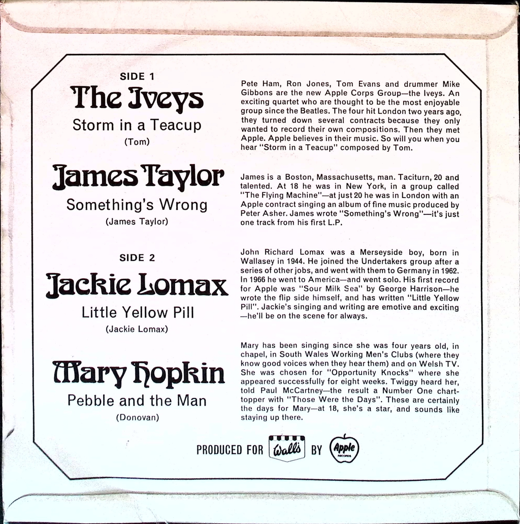 Mary Hopkin / Jackie Lomax / James Taylor / The Iveys - Wall's Ice Cream (UK)