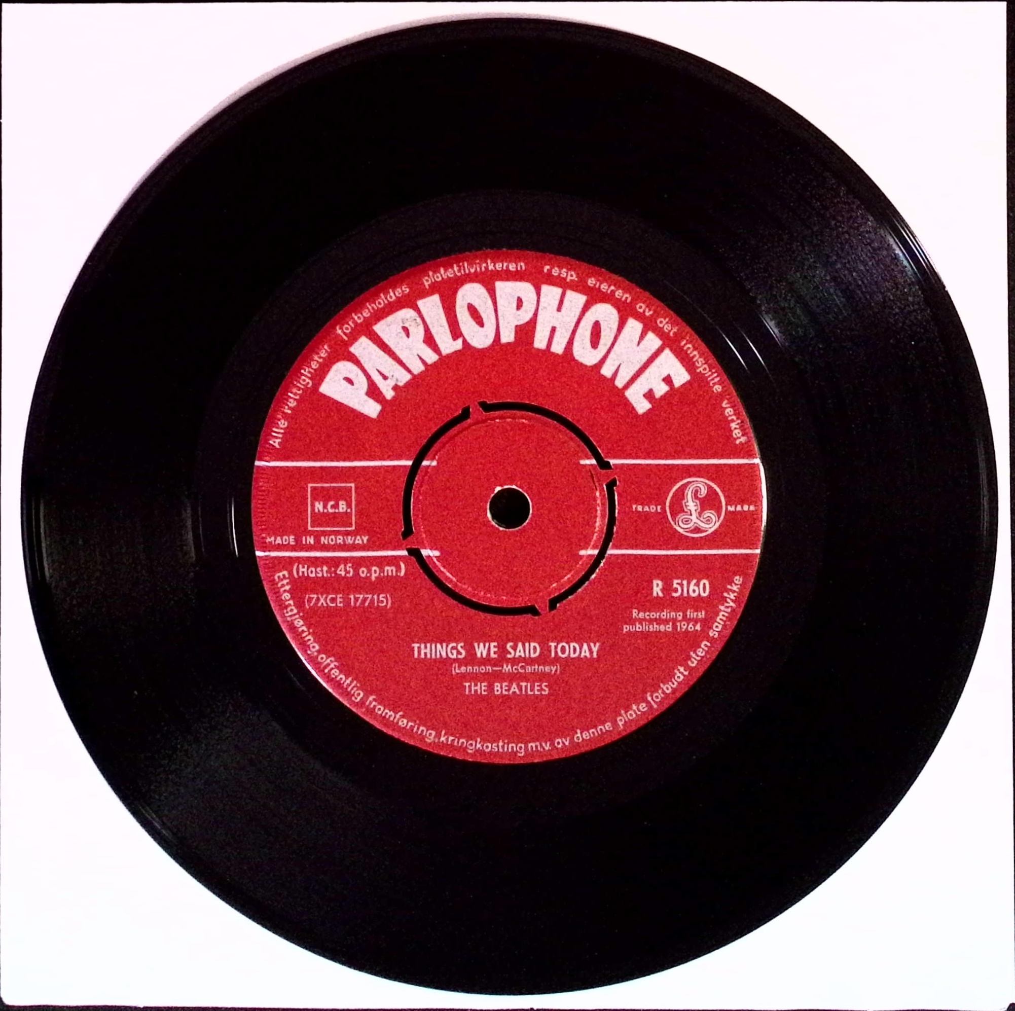 The Beatles - A Hard Day's Night / Things We Said Today (Norway)