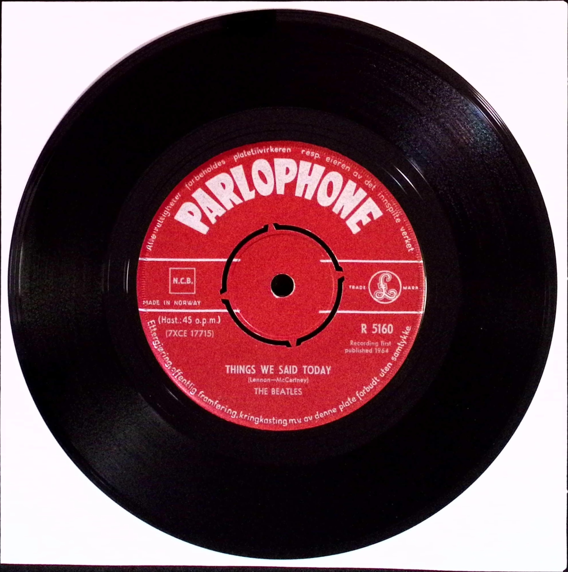 The Beatles - A Hard Day's Night / Things We Said Today (Norway)