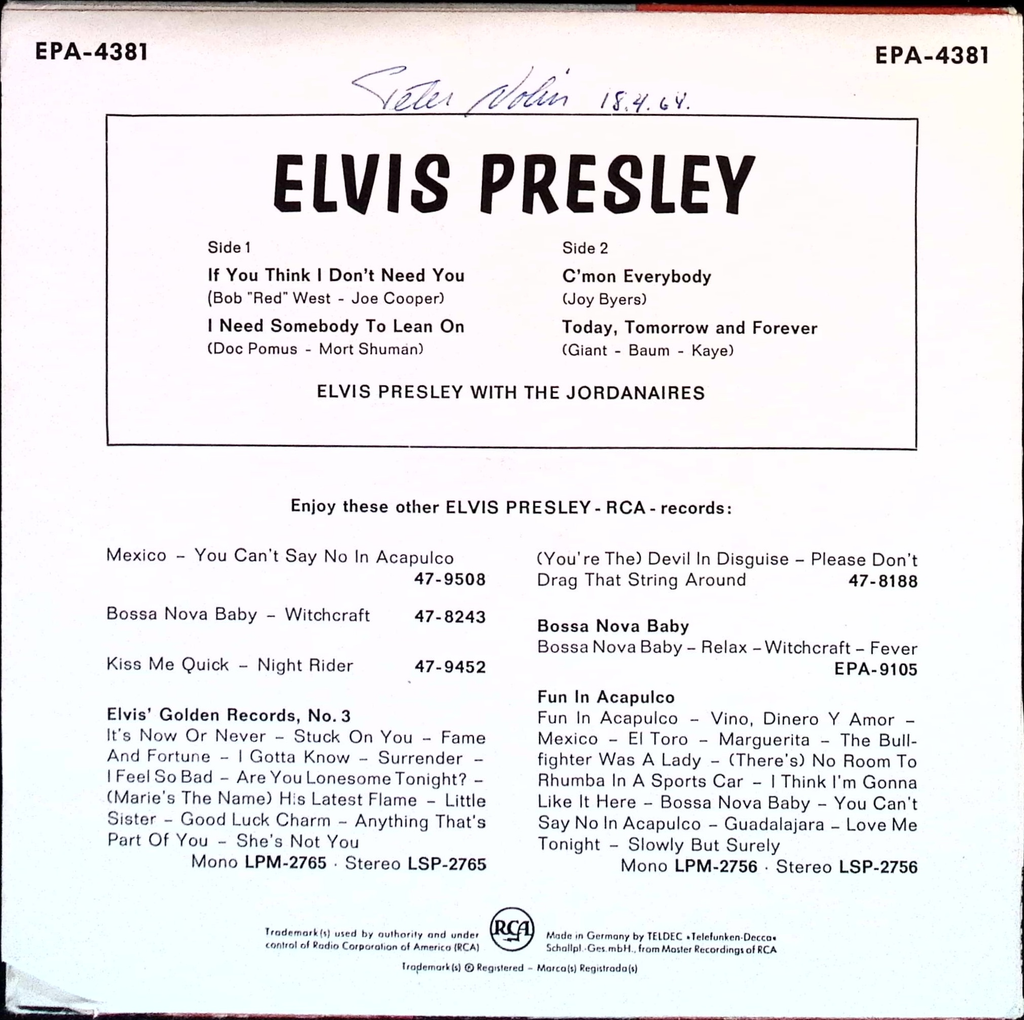 Elvis Presley - Love In Las Vegas (Germany)