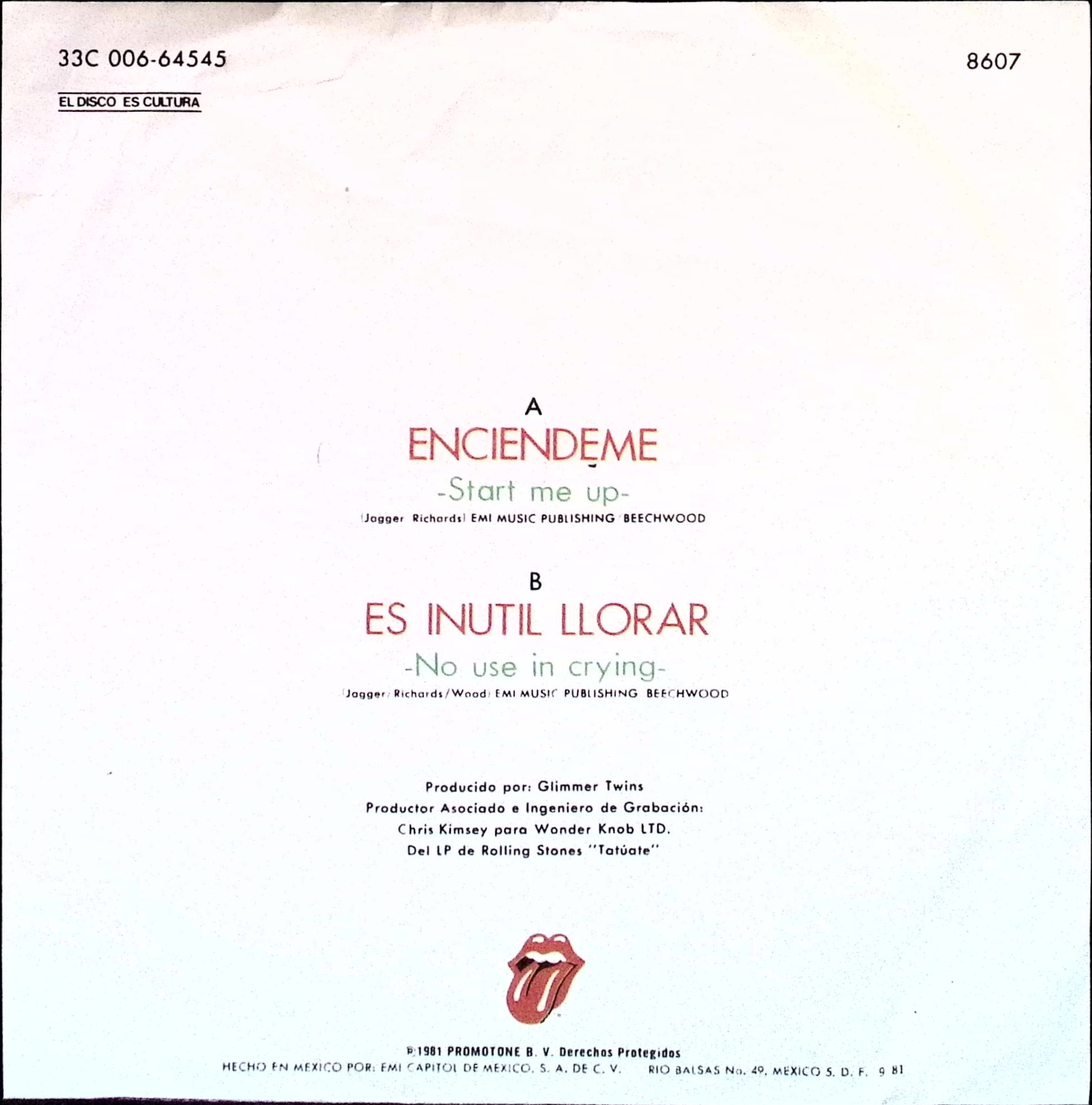 The Rolling Stones - Start Me Up / No Use In Crying (Mexico)