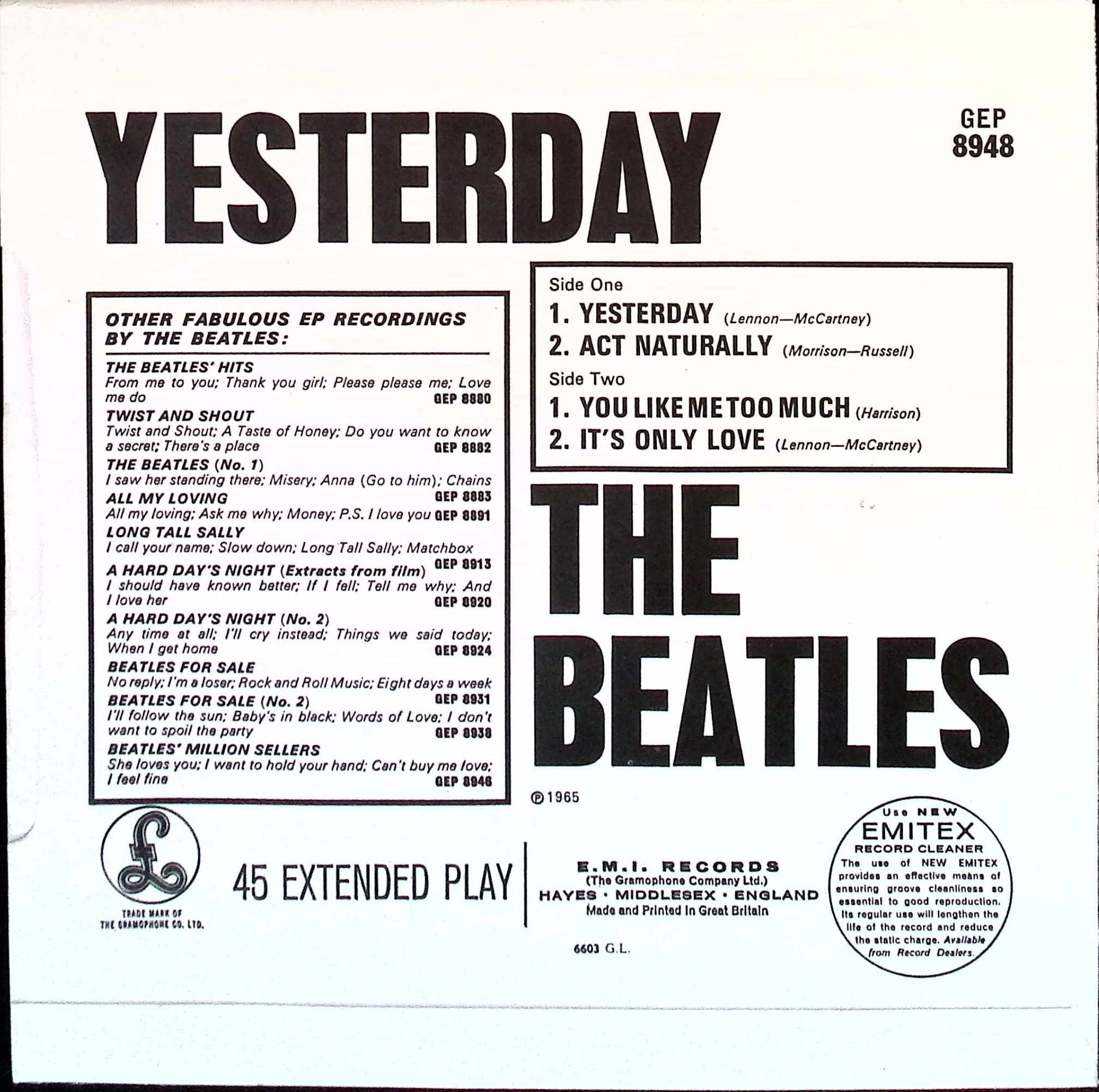 The Beatles - Yesterday (UK)