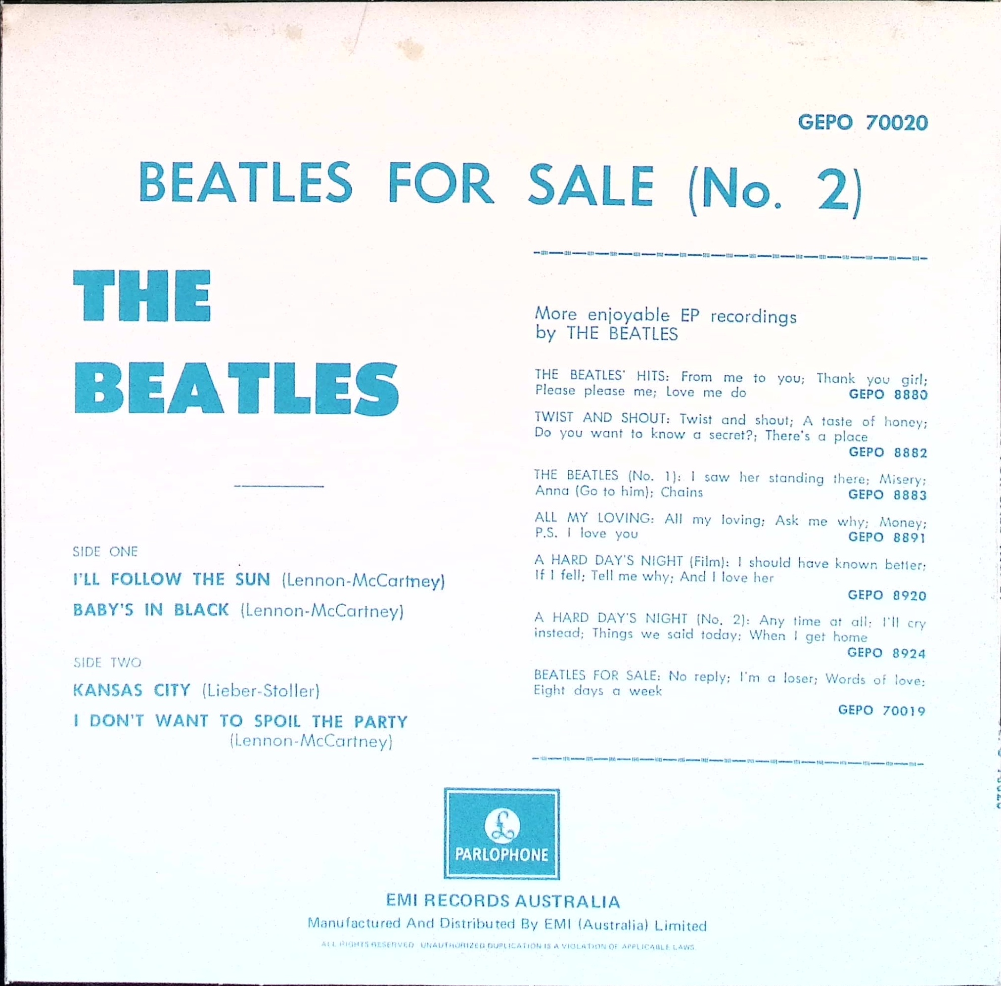 The Beatles - Beatles For Sale No.2 (Australia)