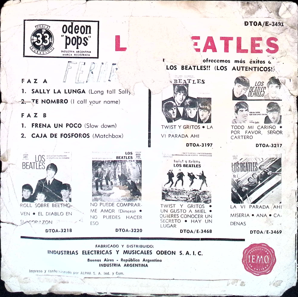 The Beatles  - Long Tall Sally (Argentina)