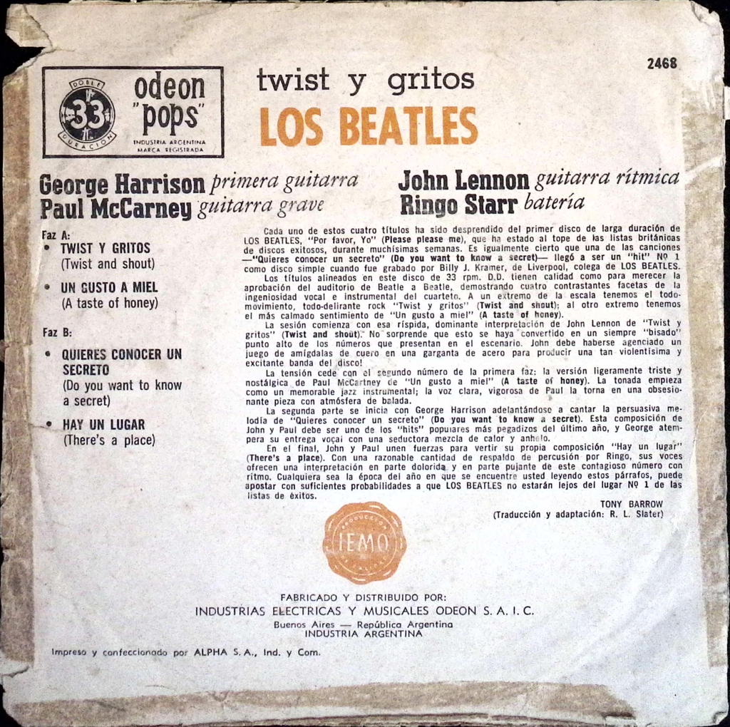 The Beatles  - Twist and Shout (Argentina)