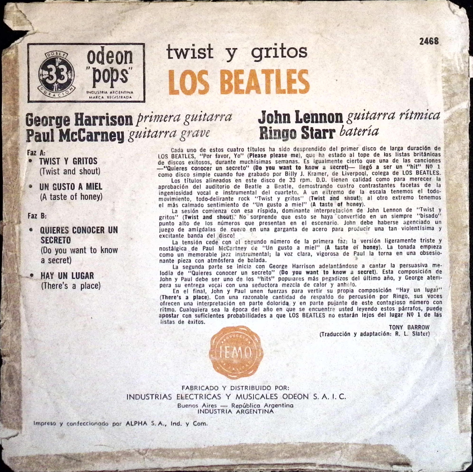 The Beatles  - Twist and Shout (Argentina)