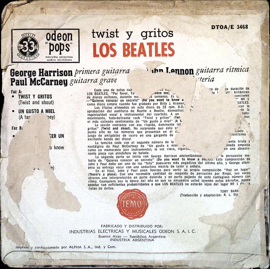 The Beatles  - Twist and Shout (Argentina)