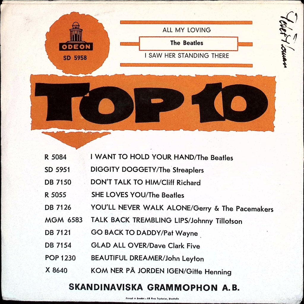 The Beatles - All My Loving / I Saw Here Standing There (Sweden)