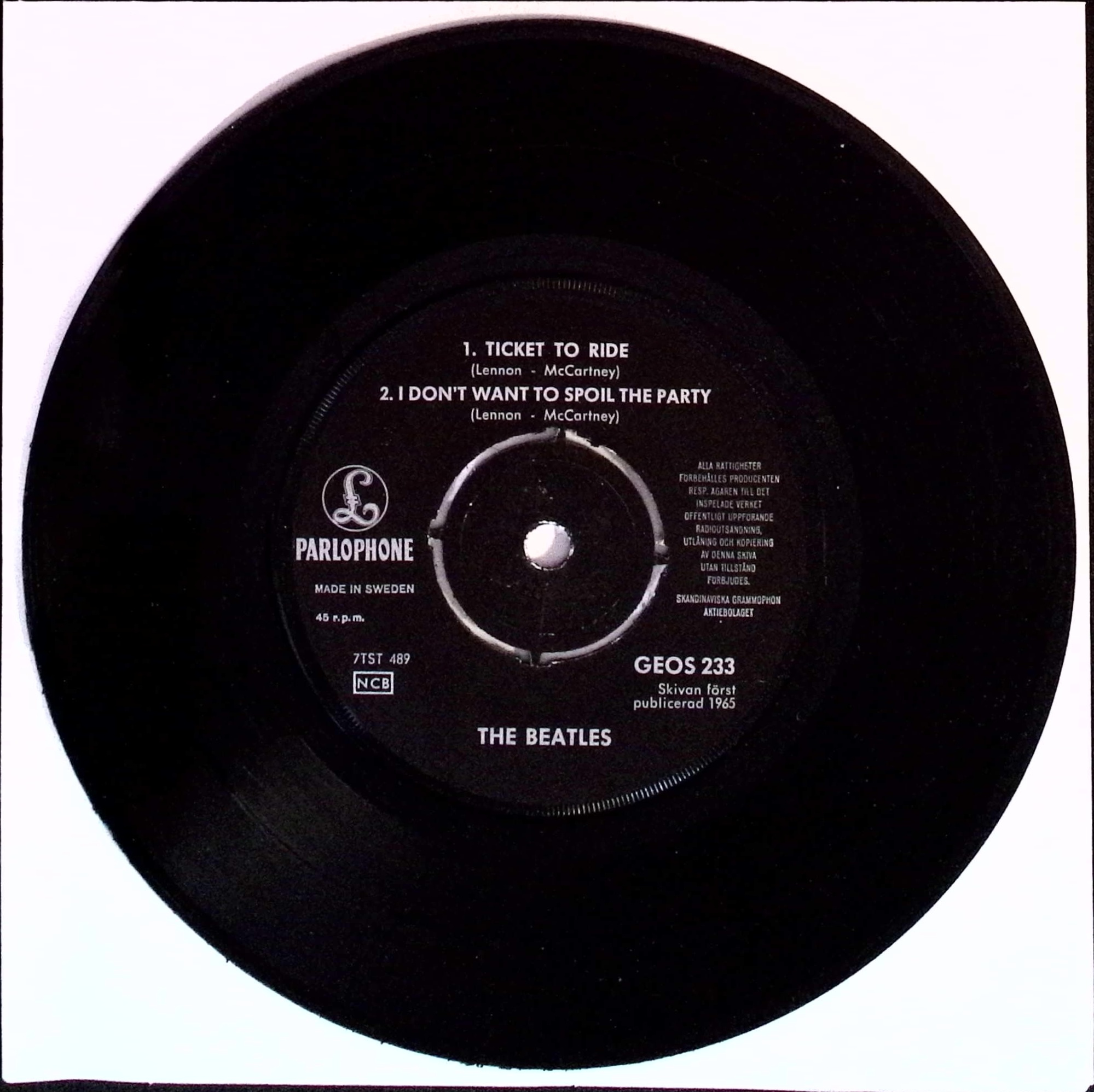 The Beatles - Ticket To Ride (Sweden)