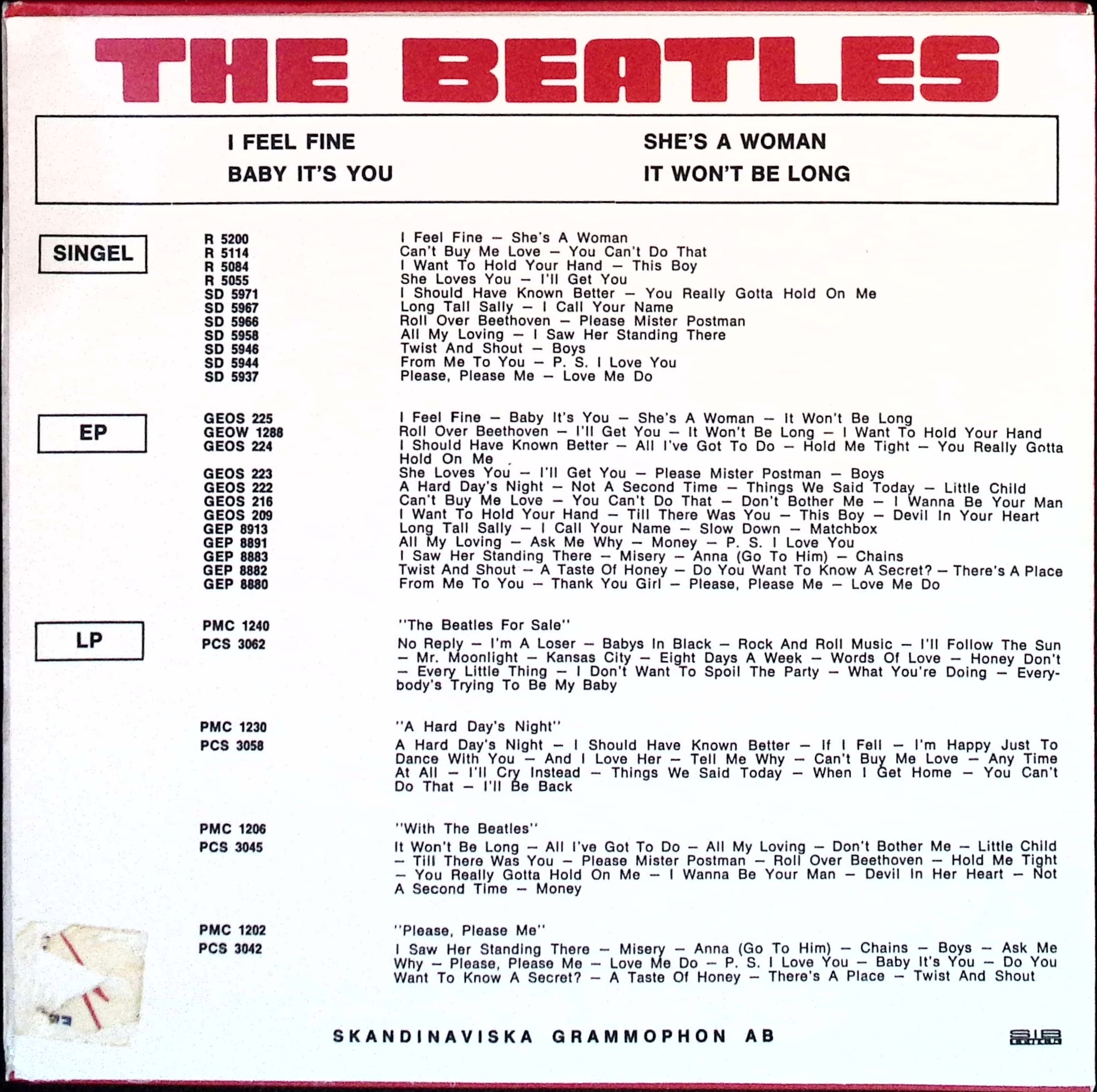 The Beatles - I Feel Fine   (Sweden)