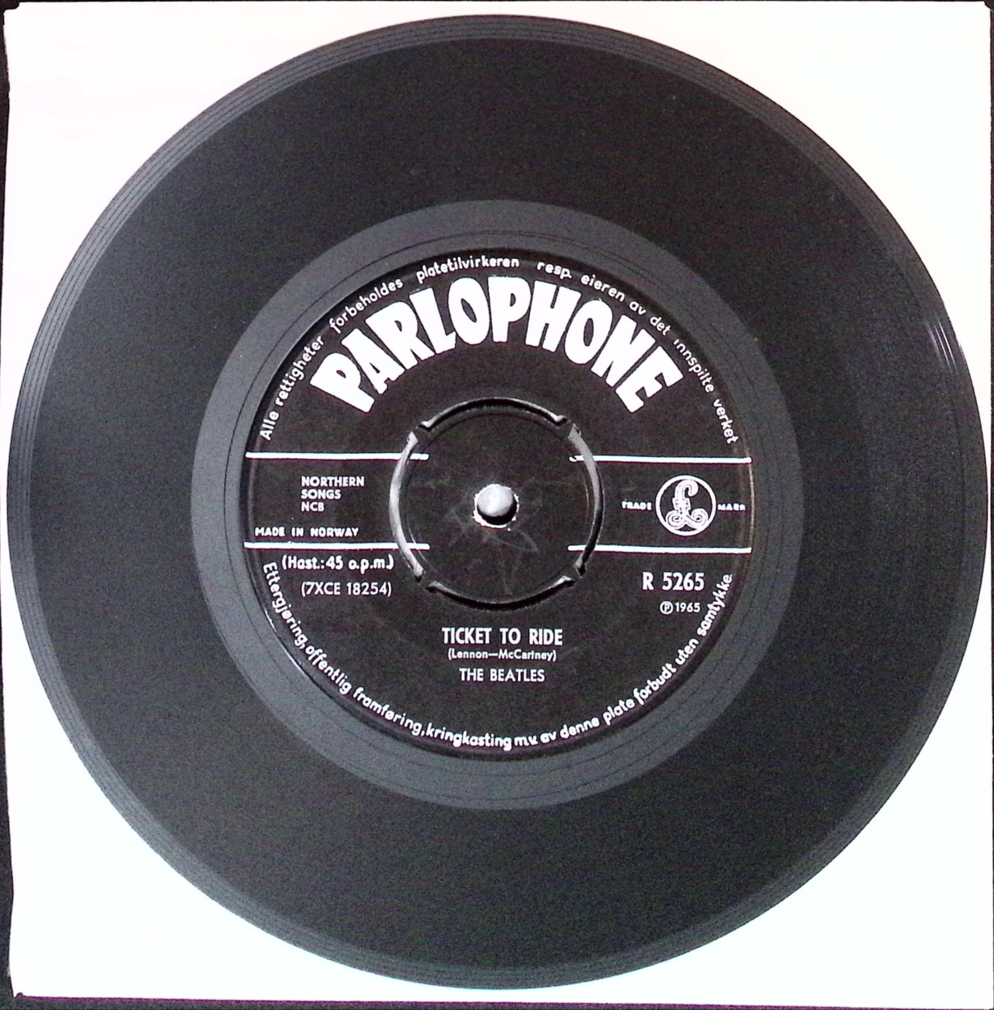 The Beatles - Ticket to ride / Yes it is (Norway)