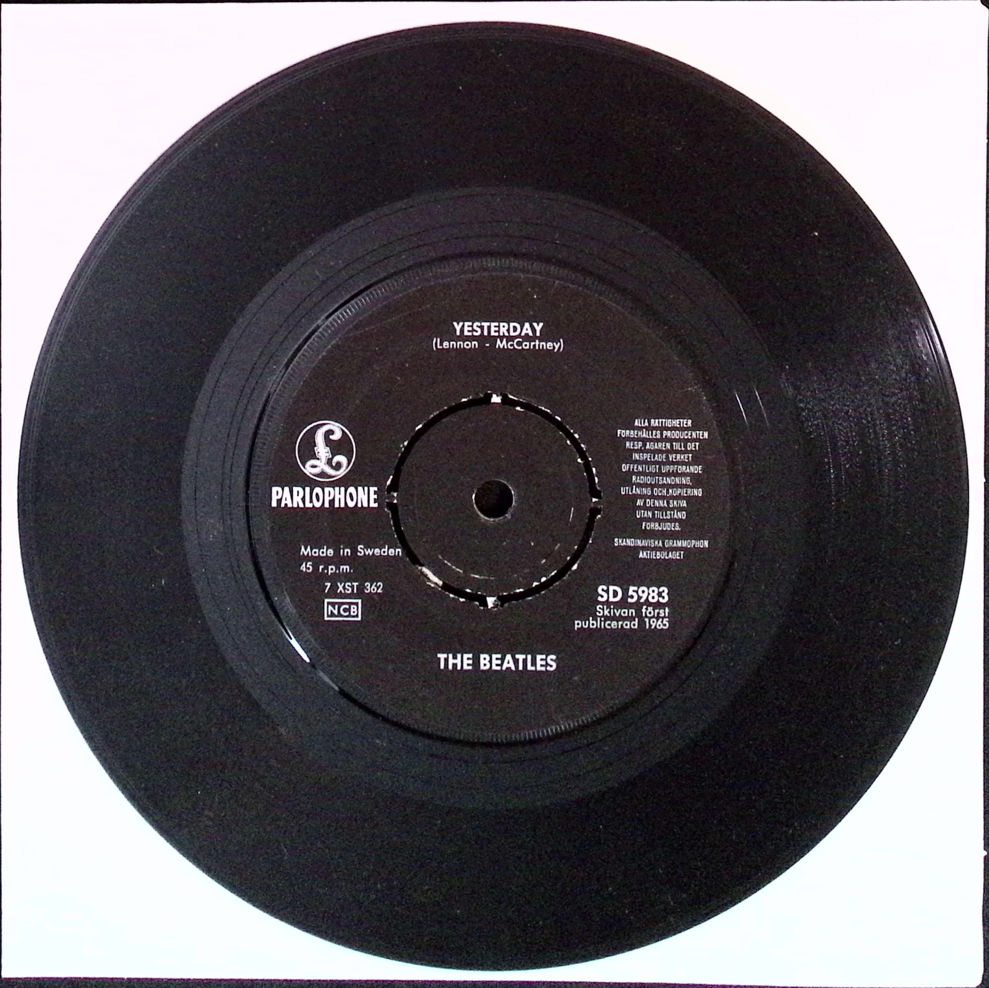 The Beatles - Dizzy Miss Lizzy / Yesterday (Sweden)