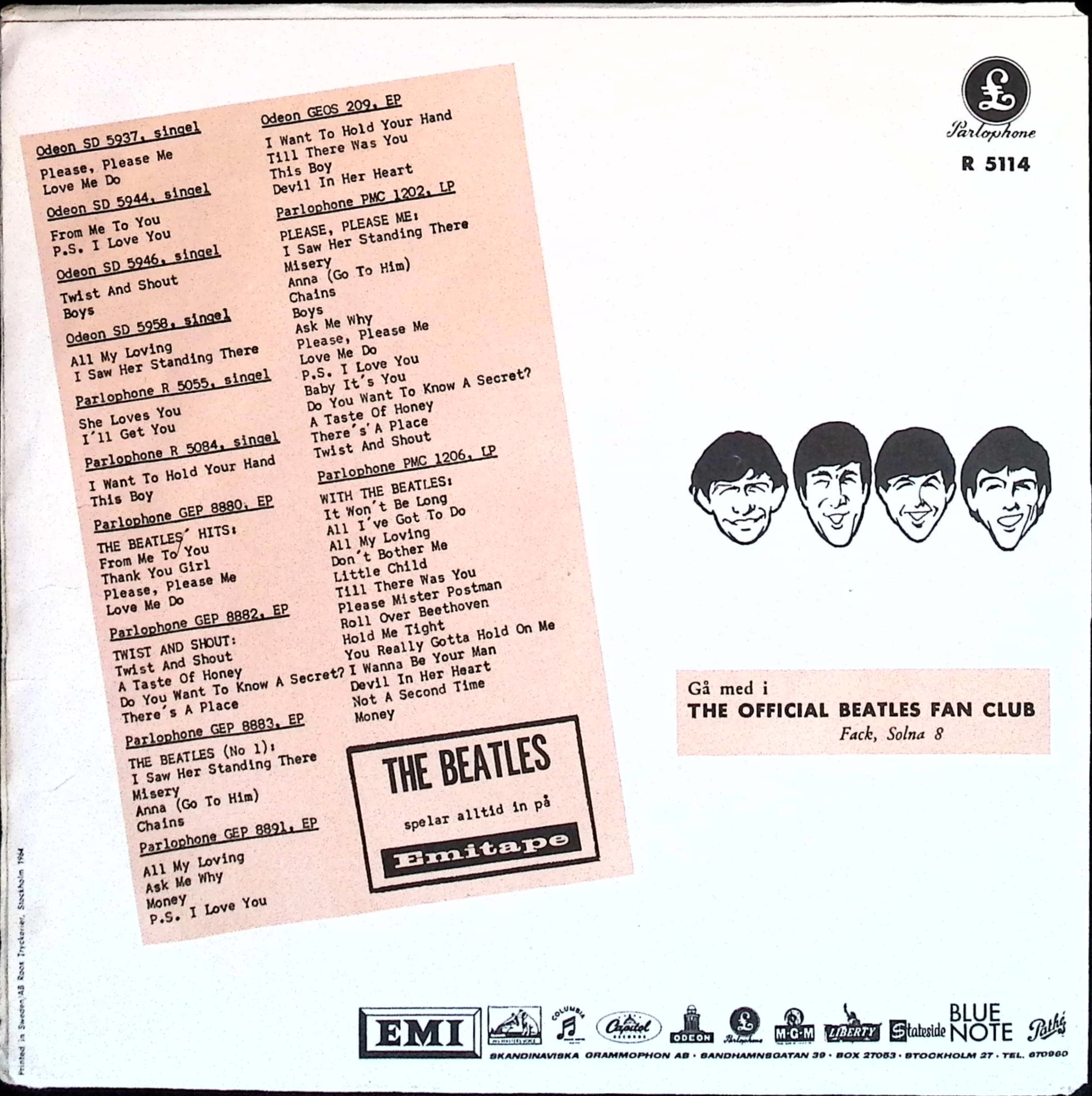 The Beatles - Can't Buy Me Love / You Can't Do That (Sweden)