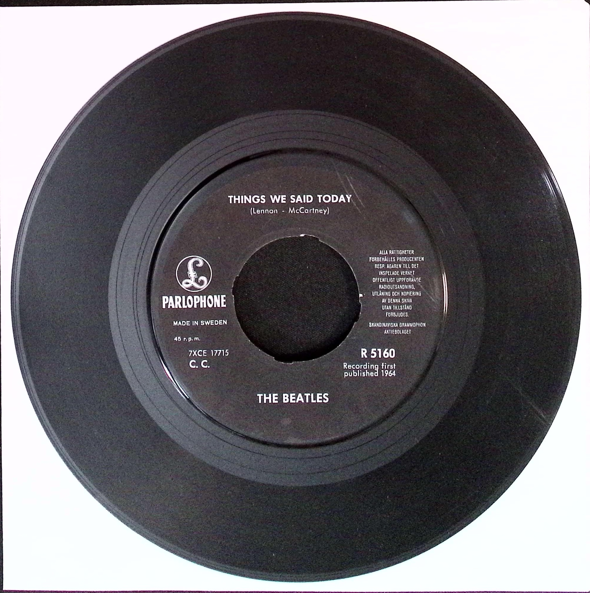 The Beatles - A Hard Day's Night / Things We Said Today (Sweden)