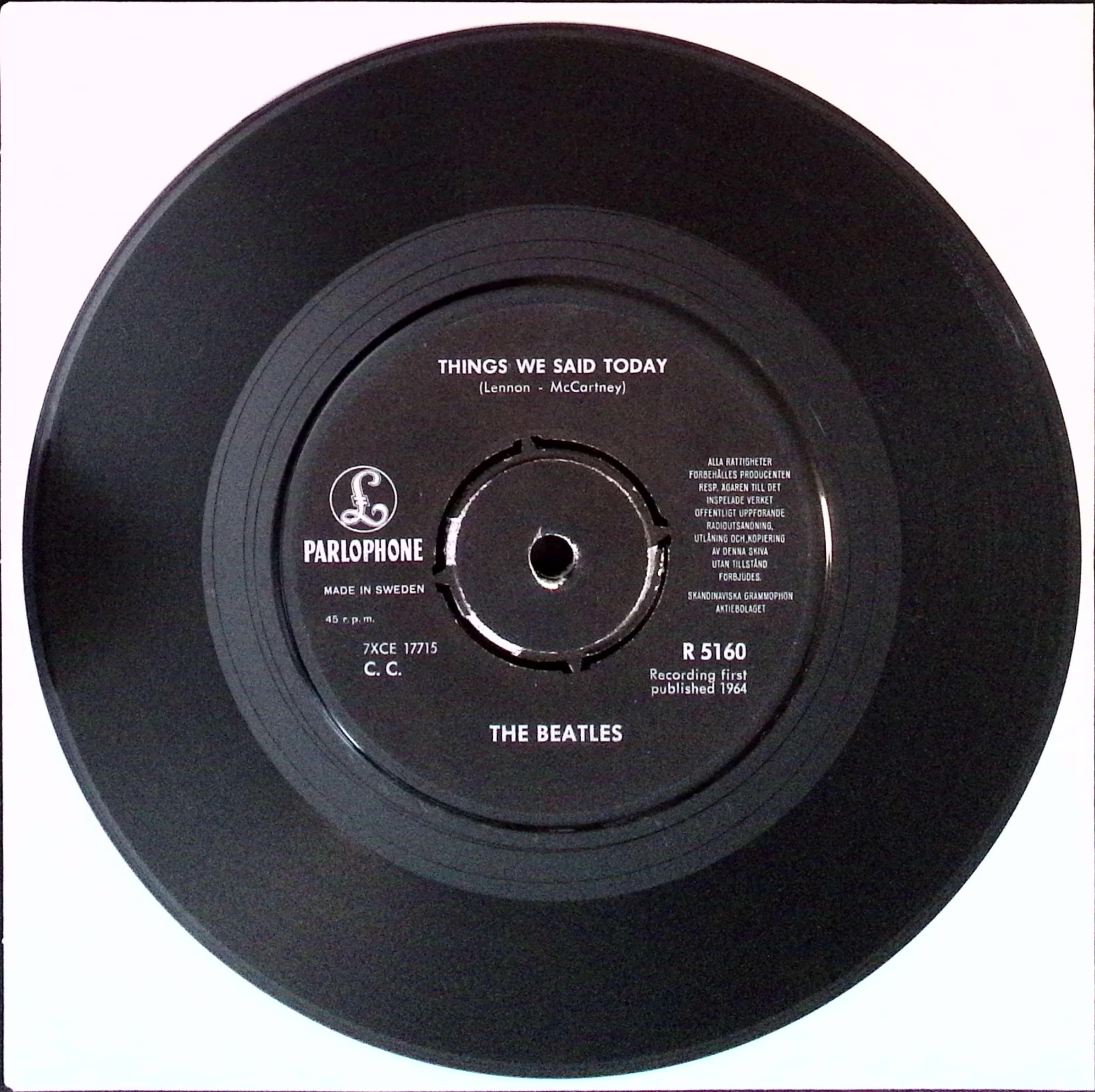 The Beatles - A Hard Day's Night / Things We Said Today (Sweden)