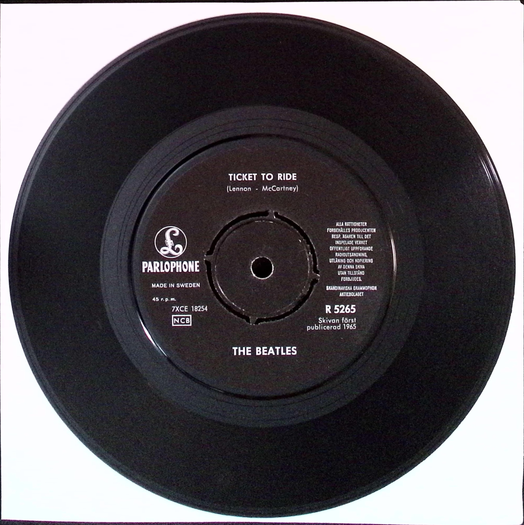 The Beatles - Ticket To Ride / Yes It Is (Sweden)