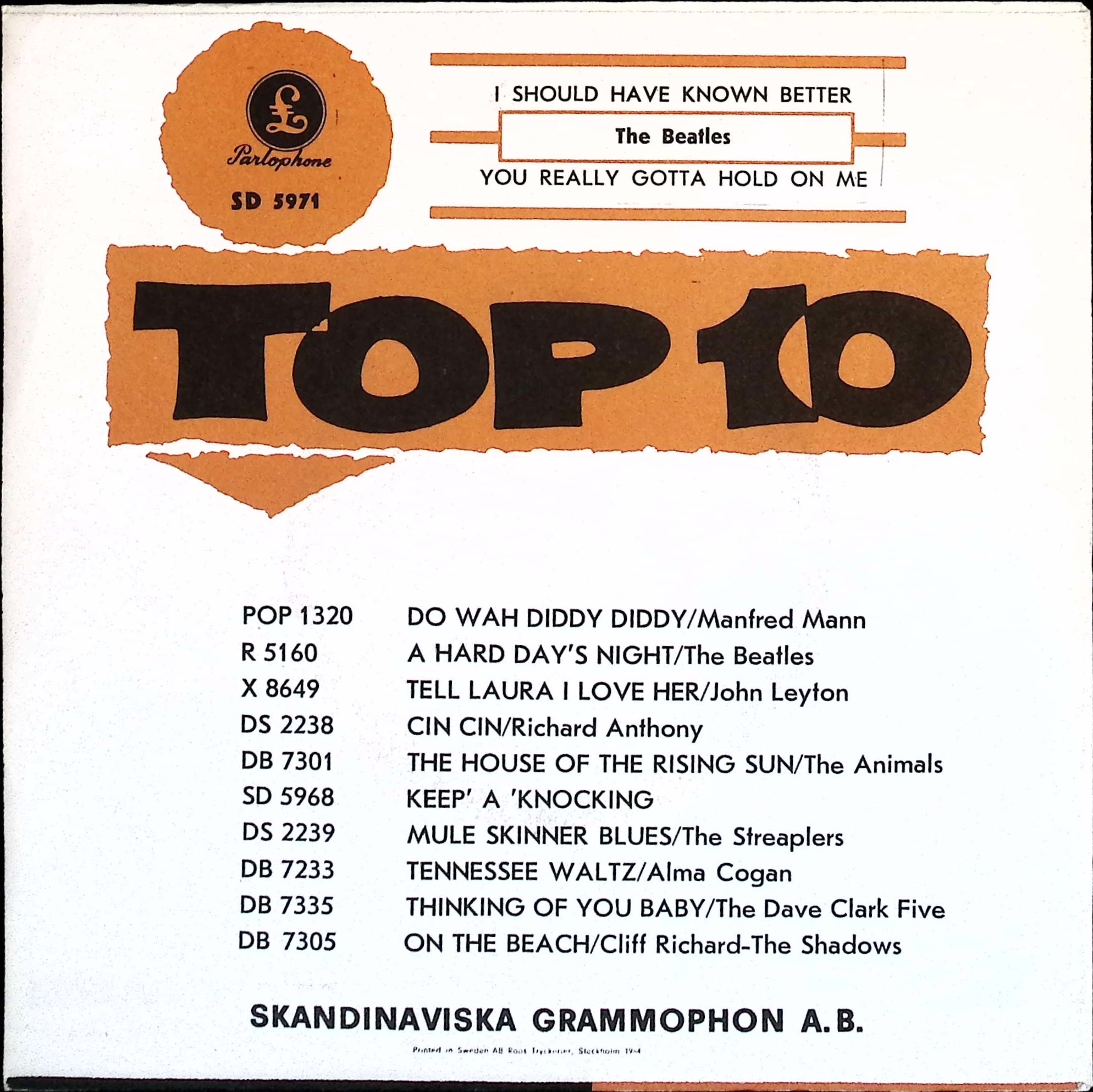 The Beatles - I Should Have Known Better / You Really Gotta Hold On Me (Sweden)