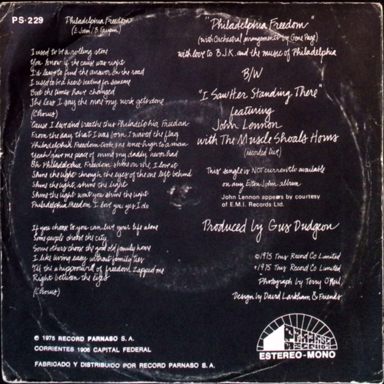 The Elton John band with John Lennon - Philadelphia Freedom / I saw Here Standing There (Argentina)